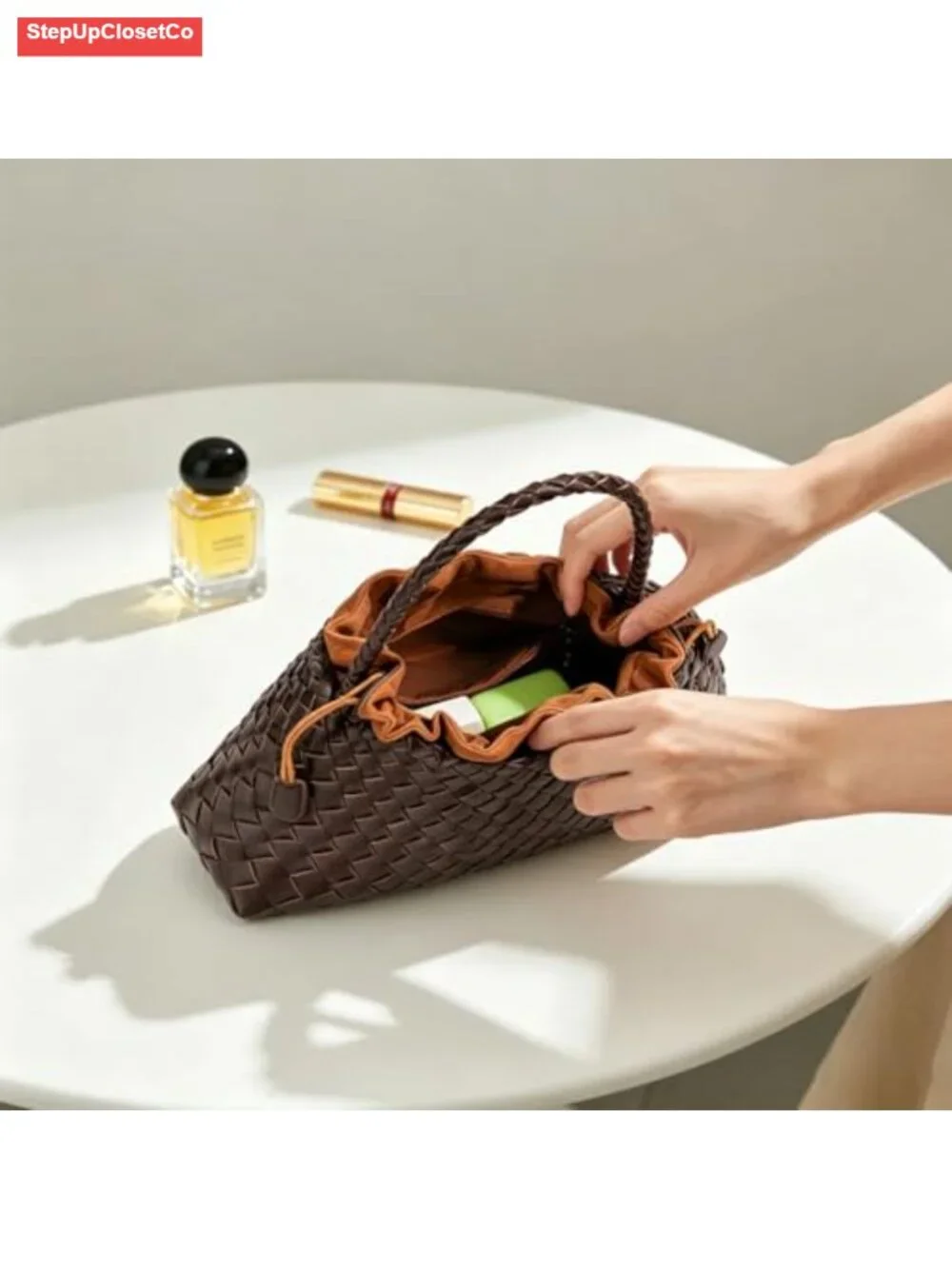 Vegan Leather Woven Hobo Bag - Slouchy Shoulder Tote
